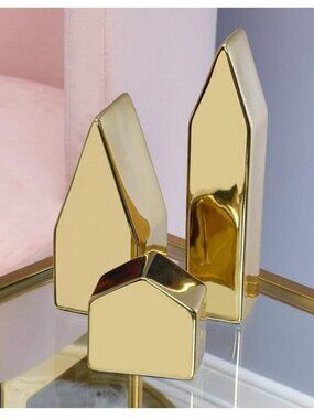 New In Box Property Brothers Scott Living Ceramic House Decor Gold 3-Piece Set